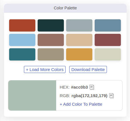 Examples of Color Palettes Generated from an Image Using Pi7 Image Tool
