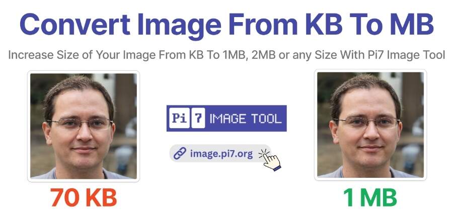 Increase Image Size from KB to MB Online with the Pi7 Image Tool