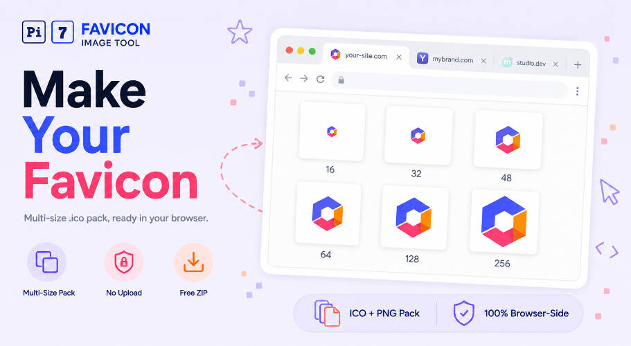 Generate a multi-size favicon pack with Pi7