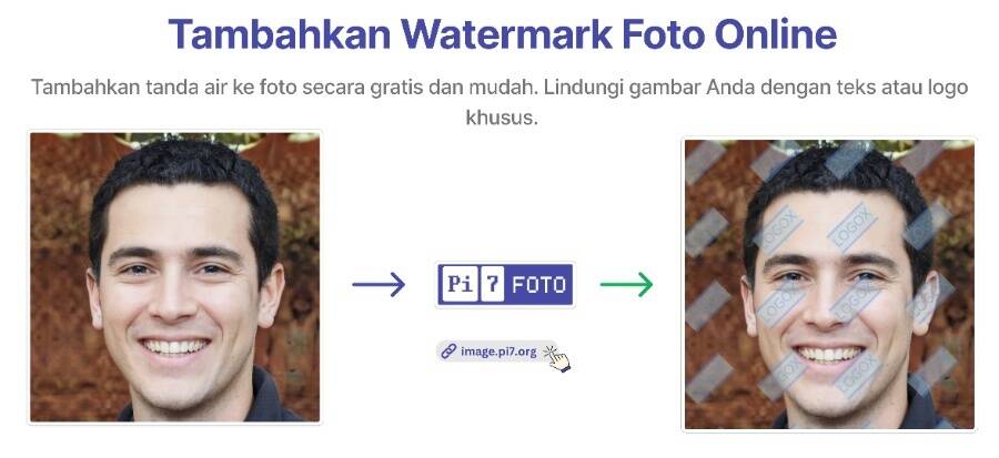 Tambahkan tanda air Teks atau Foto dengan Alat Foto Pi7