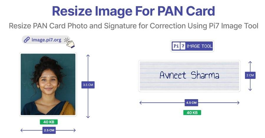 Resize photo and signature for pan card with Pi7 Image tool