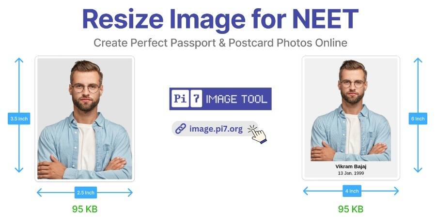 Create Passport Size and Postcard Photo with Pi7 Image Tool for NEET Exam
