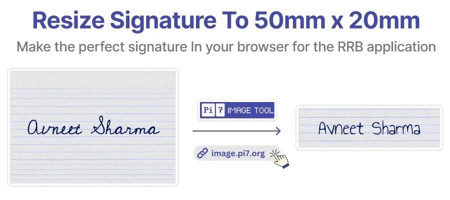 Resize your signature photo to 50mm x 20mm